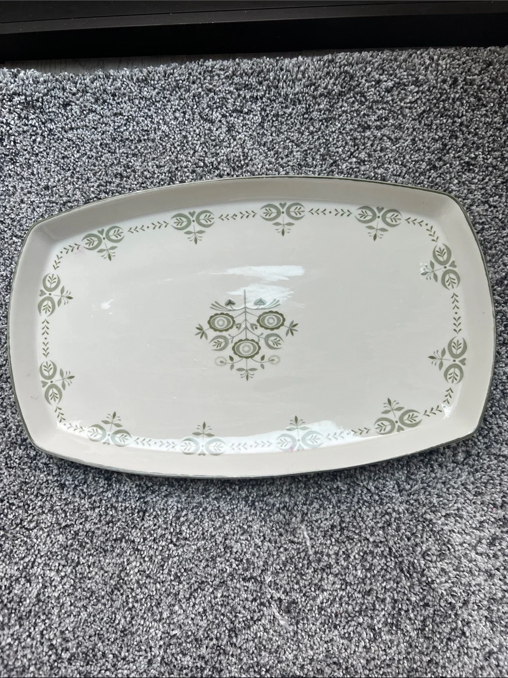 Franciscan Heritage Discovery platter with Sage Green Floral Scrill